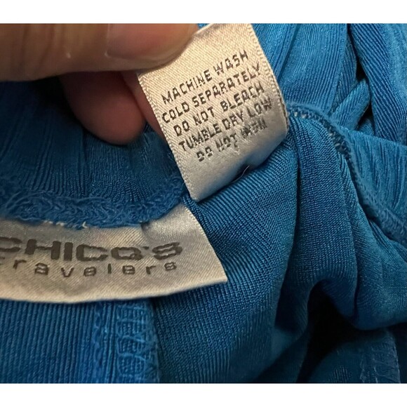CHICO'S Travelers Cropped Wide Leg Pants  Women's M  (1)  Royal Blue Slinky Knit - Picture 7 of 8